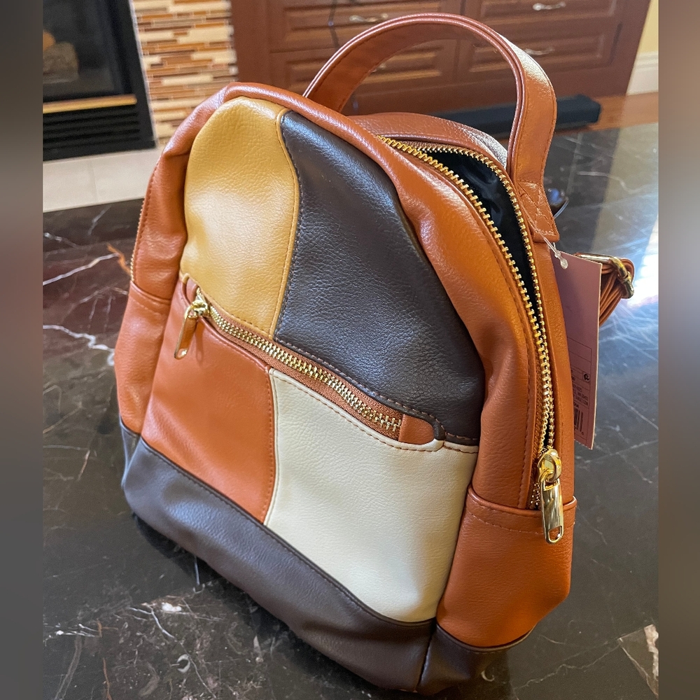 New Multicolored Vegan Leather Woman's Backpack Bag
